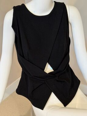 DION LEE DESIGNER Black twist-front top blouse shirt tank Size 10 US / 14 AUS